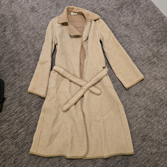 Denise England Jackets & Blazers - VTG Denise England Women's Wool Coat Jacket‎ Unlined Belt Beige Cream M